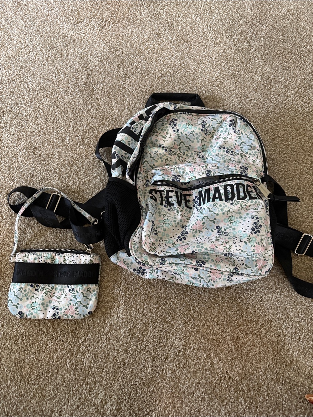 Steve Madden White Floral Kids Backpack & Crossbody Set